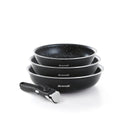 Set De 3 Poêles Aluminium Avec Poignée Amovible - Noir