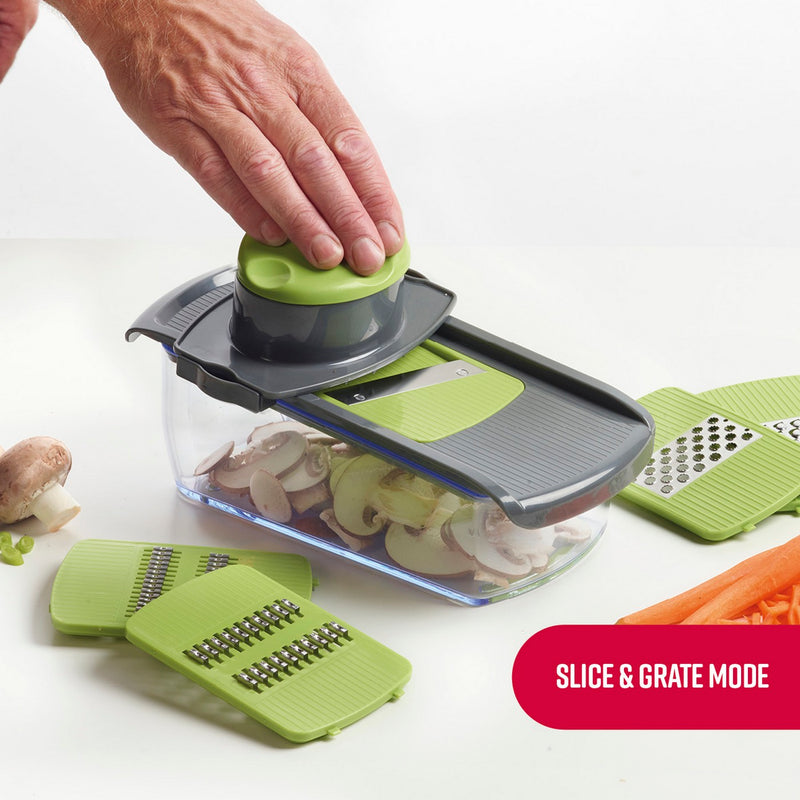 Mandoline Multifonctionnelle Avec Récipient - Vert / Gris