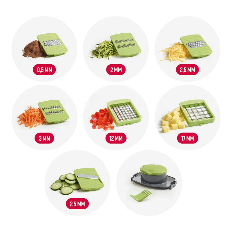 Mandoline Multifonctionnelle Avec Récipient - Vert / Gris