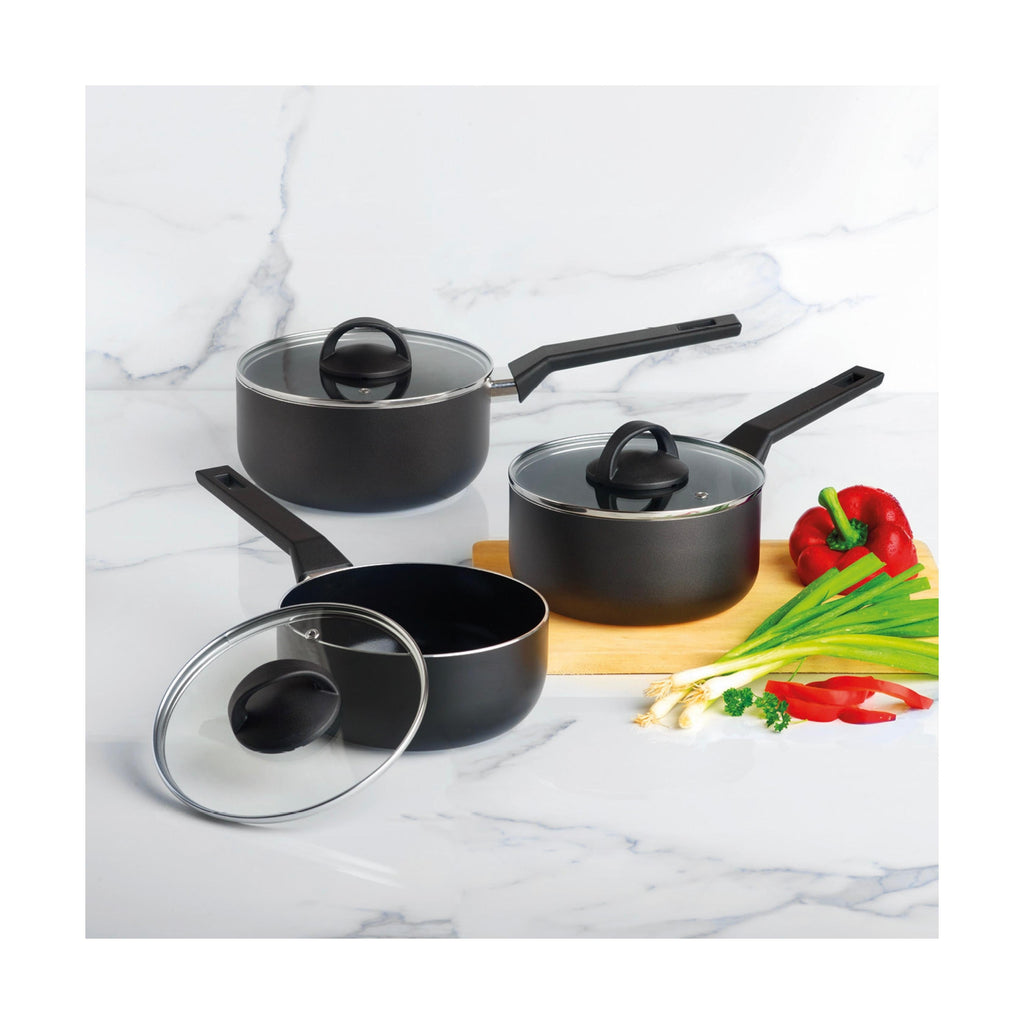 Set De 3 Cacerolas Con Mango De Baquelita - Negro