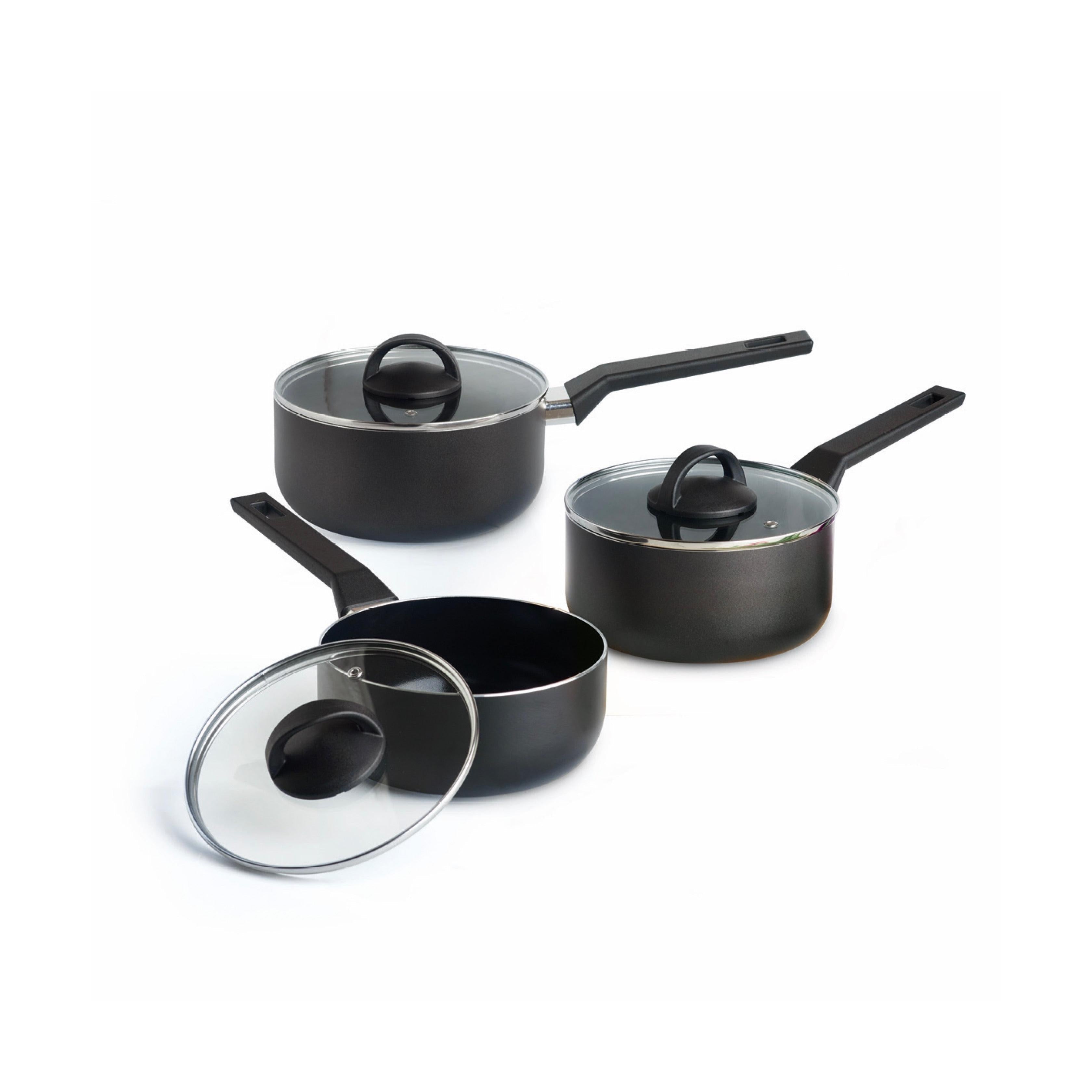 Set De 3 Cacerolas Con Mango De Baquelita - Negro