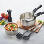 Set De 3 Casseroles Amo En Inox Avec Poignée Amovible - Argenté