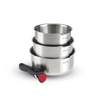 Set De 3 Casseroles Amo En Inox Avec Poignée Amovible - Argenté