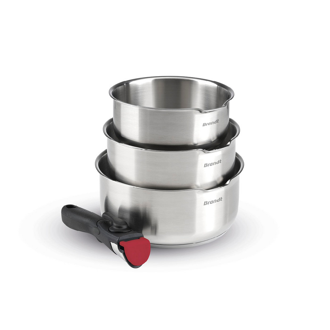 Set De 3 Casseroles Amo En Inox Avec Poignée Amovible - Argenté