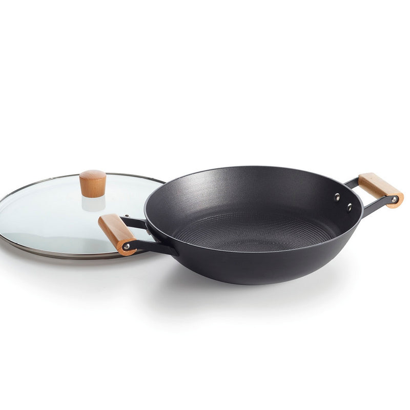 Wok Nid D'Abeille Avec Couvercle - Noir