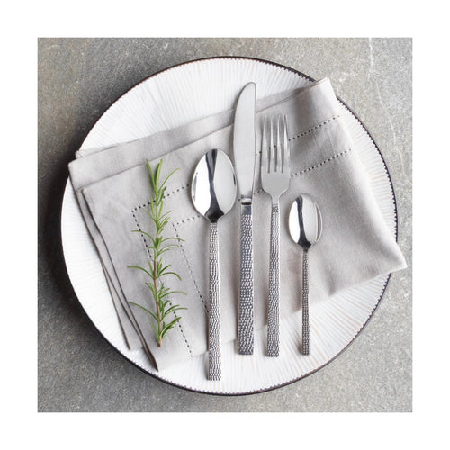 Ménagère 24 Pièces Manche Look Martelé - Acier Inoxayble Finition Brillante