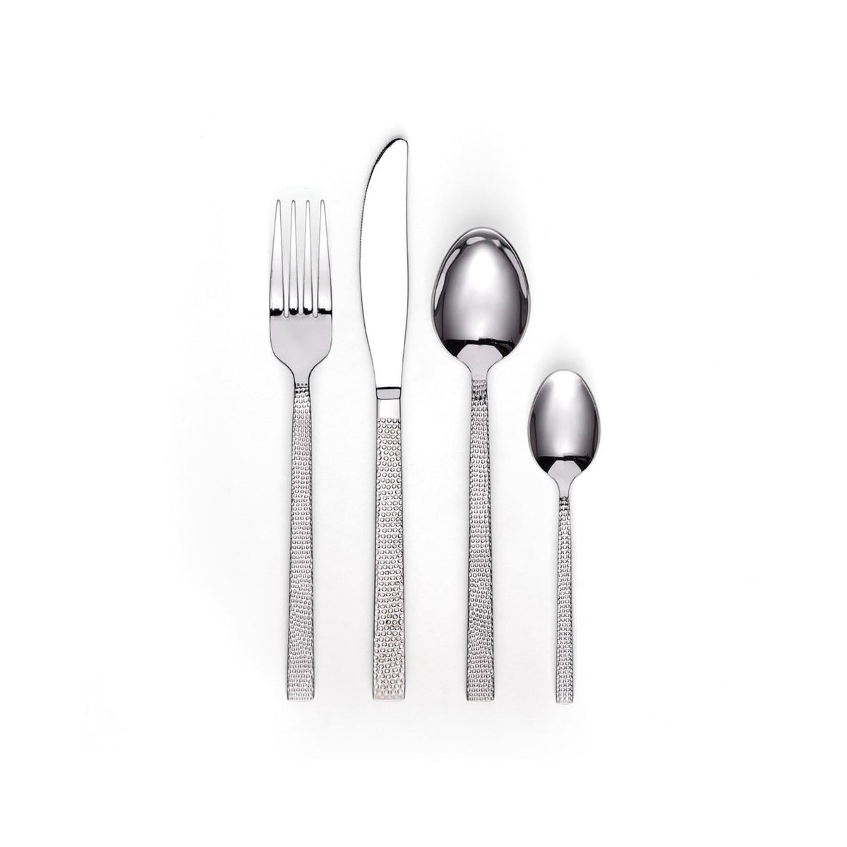 Bestickset 24 delar med hamrat handtag - Rostfritt stål med blank finish