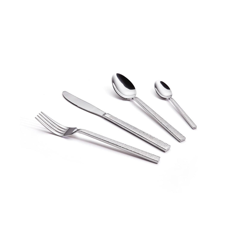 Ménagère 24 Pièces Manche Look Martelé - Acier Inoxayble Finition Brillante