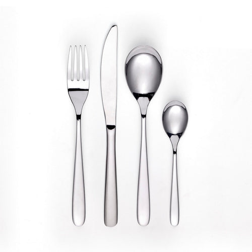 Ménagère De 24 Pièces Pour 6 Personnes En Inox Brillant: 6 Couteaux De Table, 6 Fourchettes De Table, 6 Cuillères De Table, 6 Cuillères À Café - Argenté
