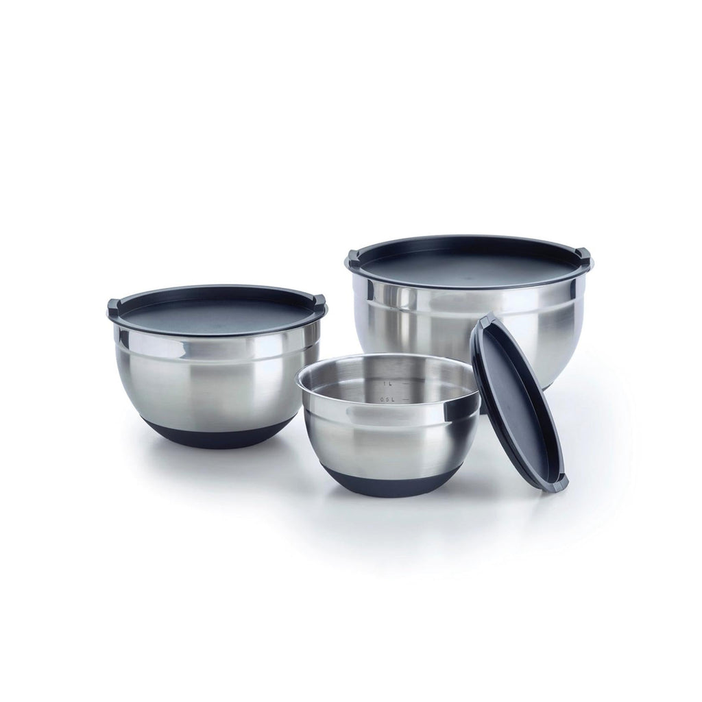 Set De 3 Boles Para Mezclar De Acero Inoxidable - Plateado
