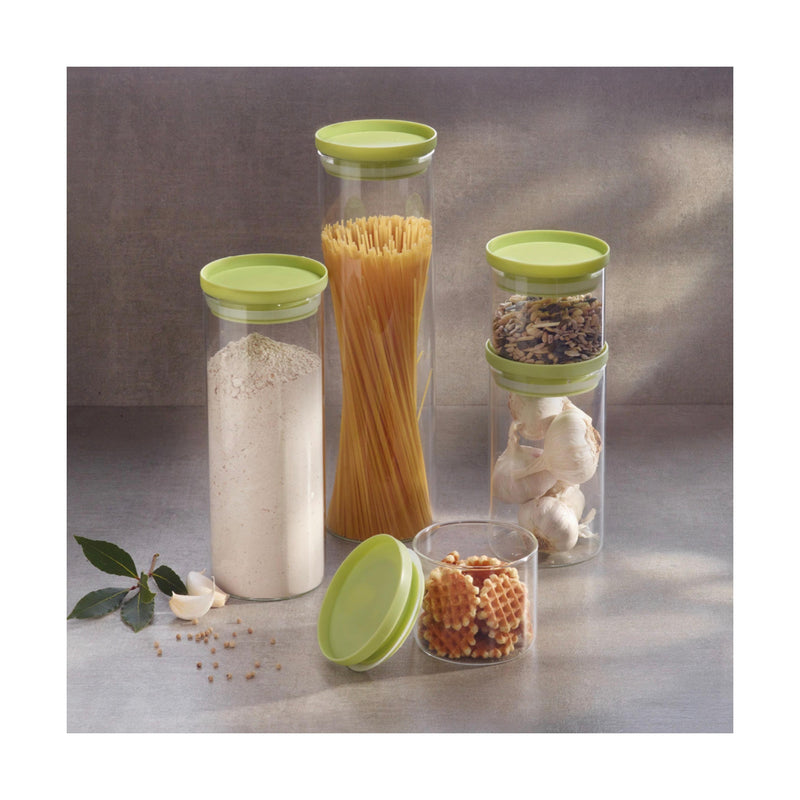 Set De 2 Boîtes En Verre Avec Couvercles En Plastique - Vert