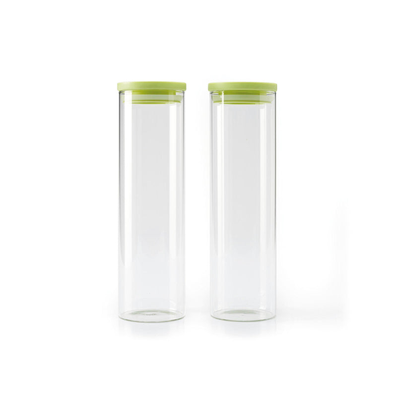 Set De 2 Boîtes En Verre Avec Couvercles En Plastique - Vert
