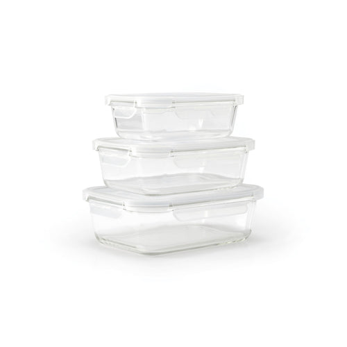 Set De 3 Boîtes En Verre Avec Couvercles Hermétiques