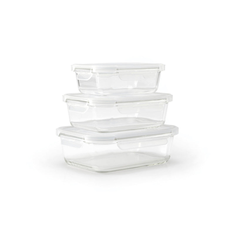 Set De 3 Boîtes En Verre Avec Couvercles Hermétiques