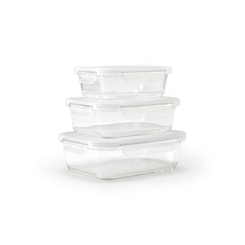 Set De 3 Boîtes En Verre Avec Couvercles Hermétiques