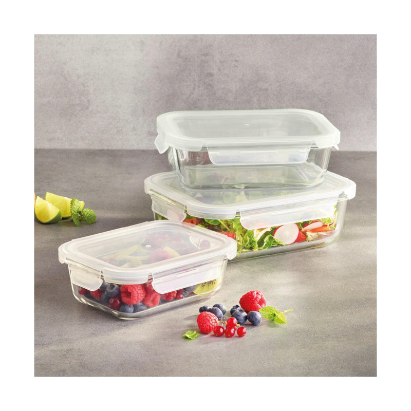 Set De 3 Boîtes En Verre Avec Couvercles Hermétiques