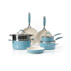 Batterie De Cuisine 10 Pièces Avec Couvercles - Bleu