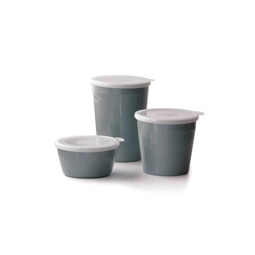 Set De 3 Boîtes De Conservation Hautes Avec Couvercle - Mélamine - Gris