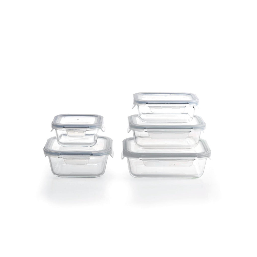Set De 5 Boîtes En Verre Avec Couvercles Hermétiques