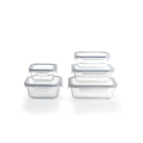 Set De 5 Boîtes En Verre Avec Couvercles Hermétiques
