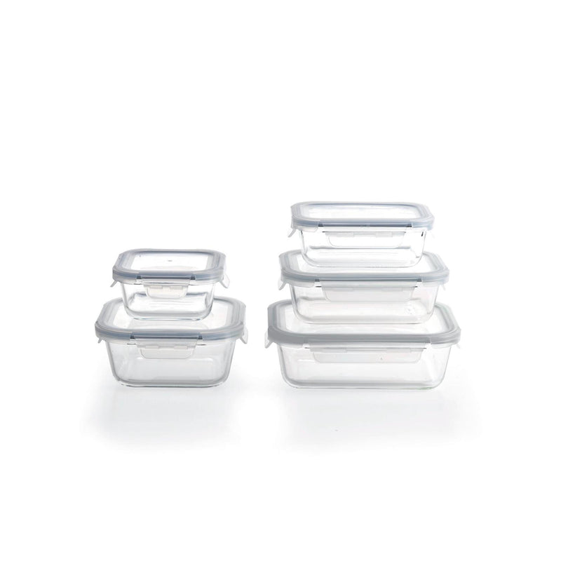 Set De 5 Boîtes En Verre Avec Couvercles Hermétiques