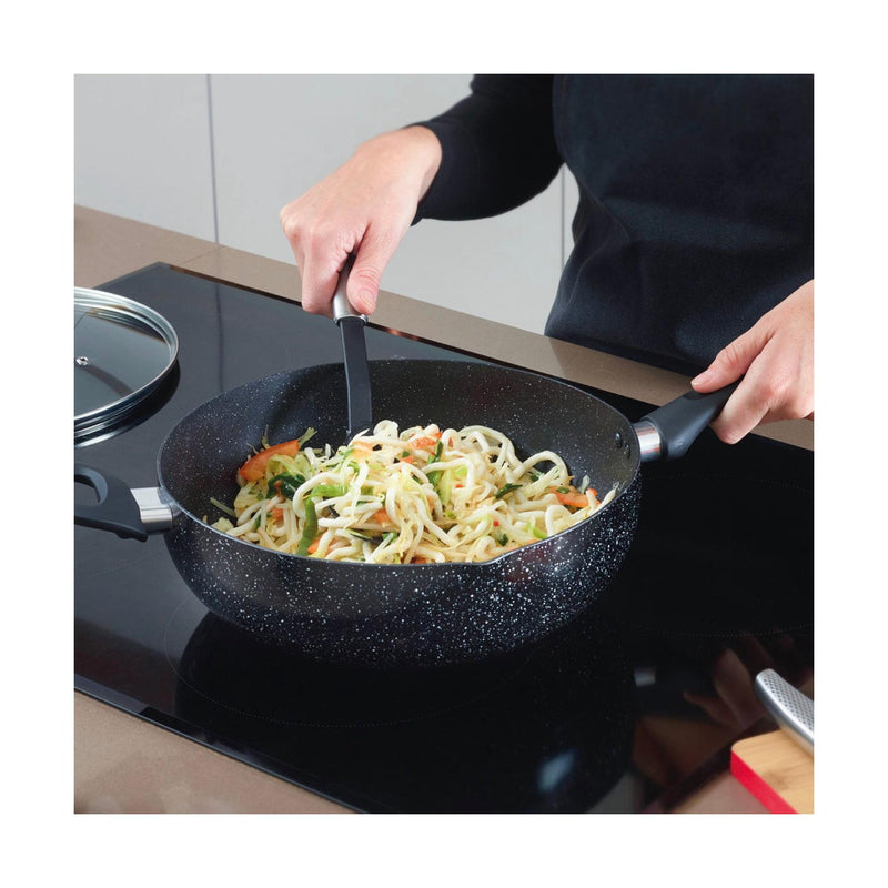 Wok Avec Couvercle En Aluminium Granite - Noir