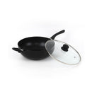 Wok Avec Couvercle En Aluminium Granite - Noir