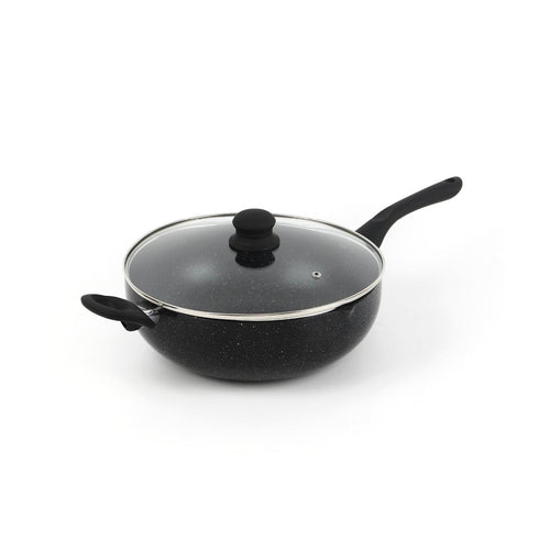 Wok Avec Couvercle En Aluminium Granite - Noir