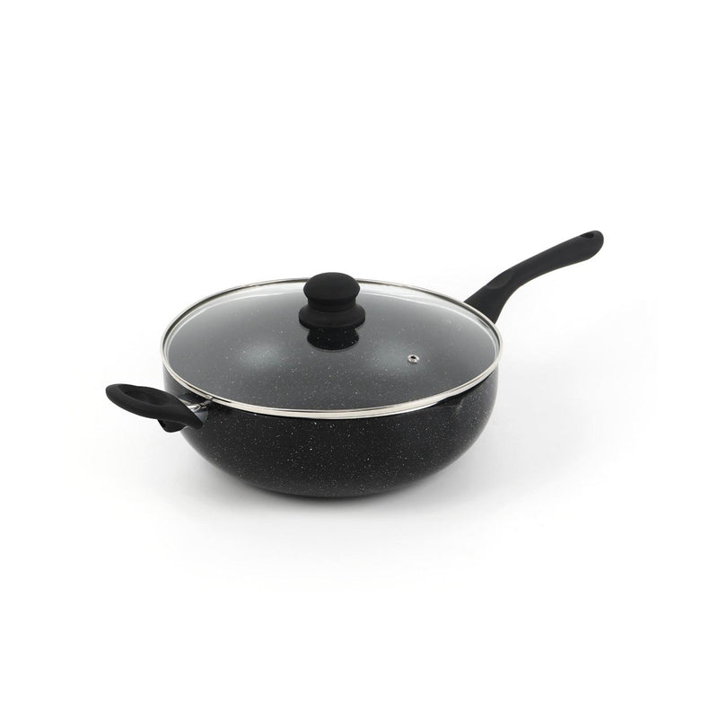 Wok Avec Couvercle En Aluminium Granite - Noir