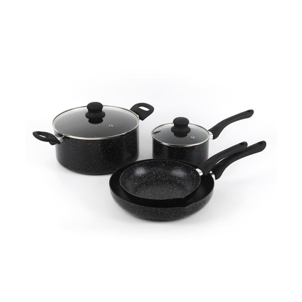 Granite Pro Cookware Set - 6 Pieces - Black Marble