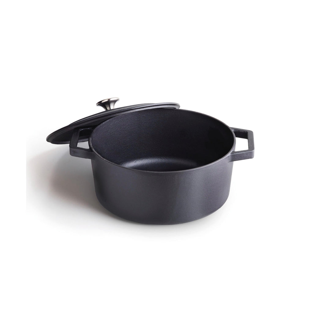 Round Cast Iron Casserole Dish - Black