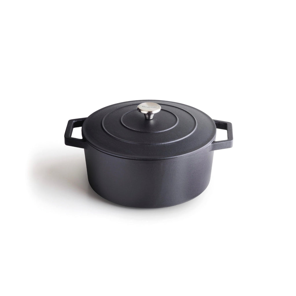 Round Cast Iron Casserole Dish - Black
