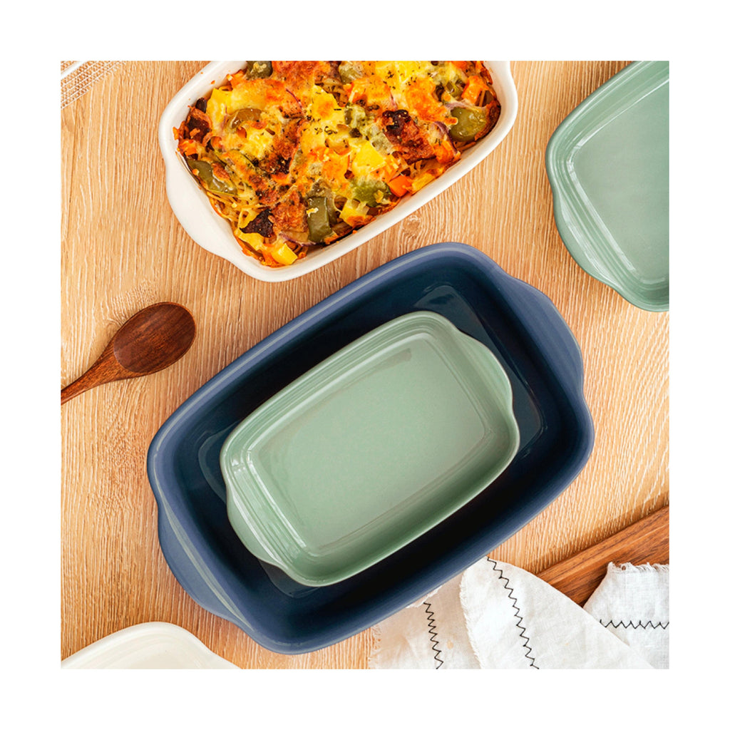Set De 3 Fuentes Para Horno En Cerámica - Verde Pastel