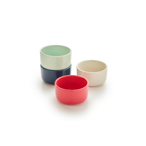Set De 4 Ramequins - Rouge/Crème/Bleu/Vert Pastel