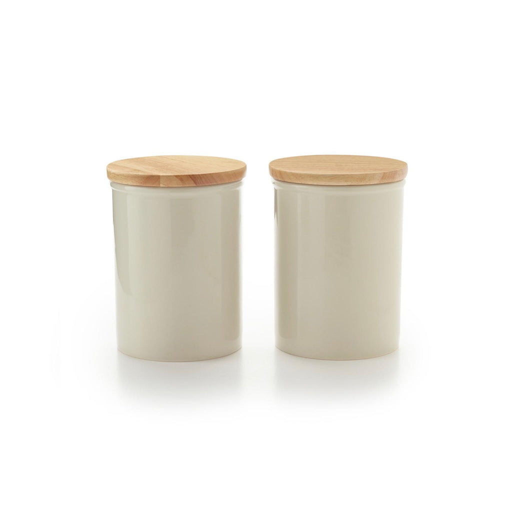 Set De 2 Bocaux De Conservation Avec Couvercle En Bambou - Crème