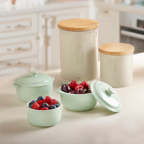 Set De 2 Bocaux De Conservation Avec Couvercle En Bambou - L - Crème