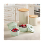 Set of 3 Storage Jars with Bamboo Lid - Cream