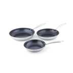 Set of 3 Triply Non-Stick Frying Pans - Silver