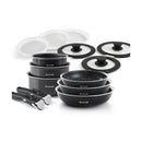 Batterie Empilable Avec Poignée Amovible 14 Pièces - Noir