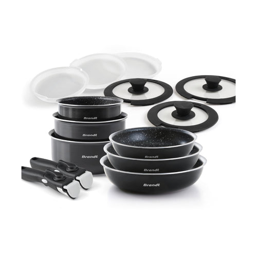 Batterie Empilable Avec Poignée Amovible 14 Pièces - Noir