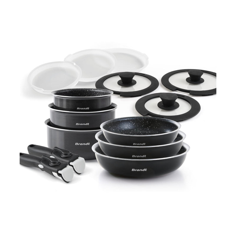 Batterie Empilable Avec Poignée Amovible 14 Pièces - Noir