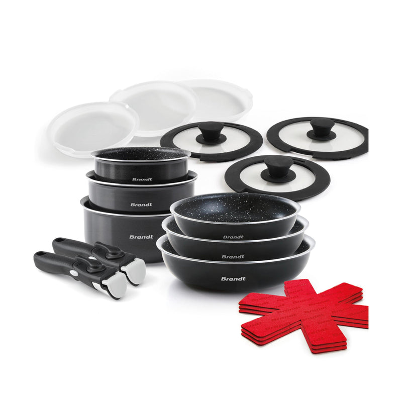 Batterie Empilable Avec Poignée Amovible 17 Pièces - Noir