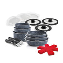 Batterie Empilable Avec Poignée Amovible 17 Pièces - Marbre Gris