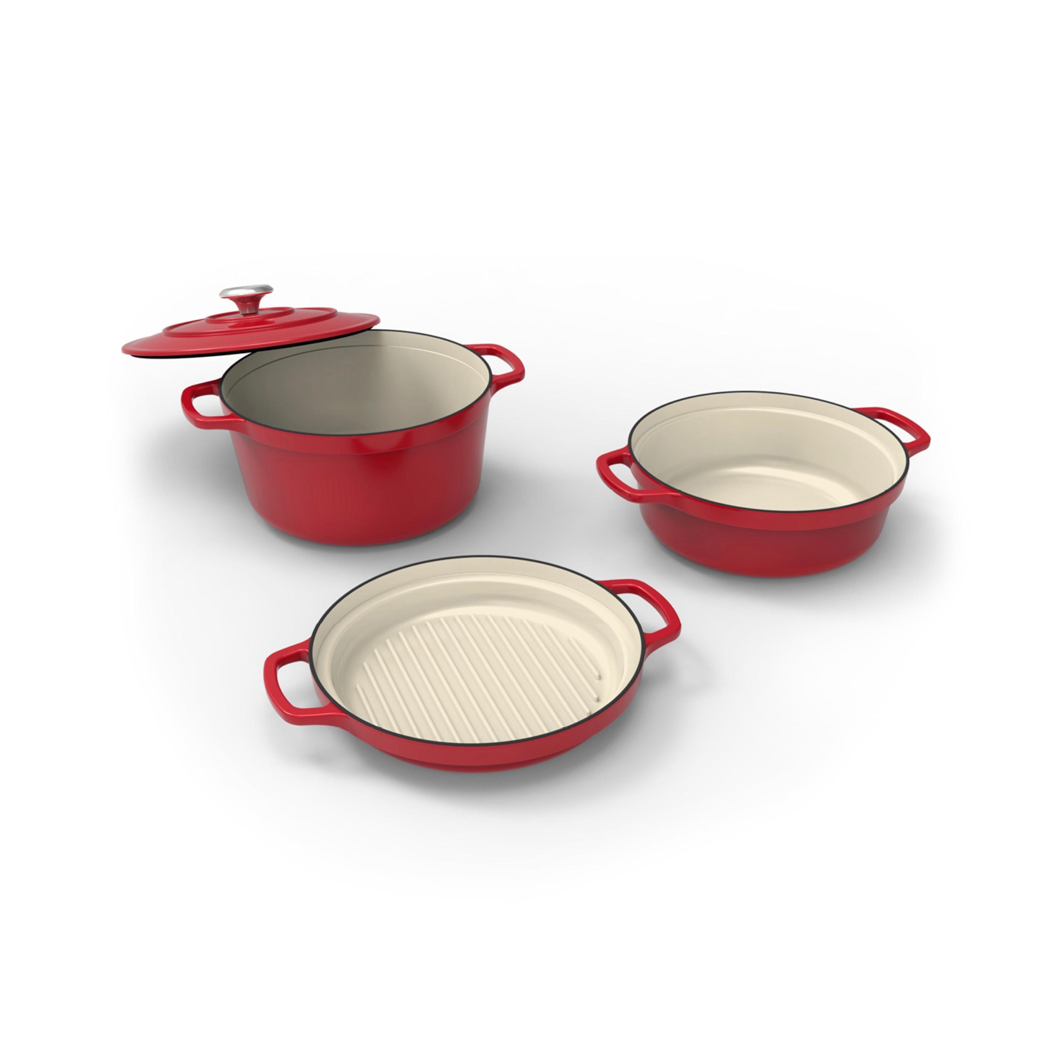 Stackable 4-Piece Cookware Set - Red