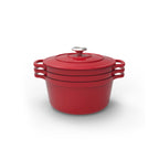 Stackable 4-Piece Cookware Set - Red