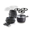 Batterie Empilable Avec Poignée Amovible 16 Pièces - Noir