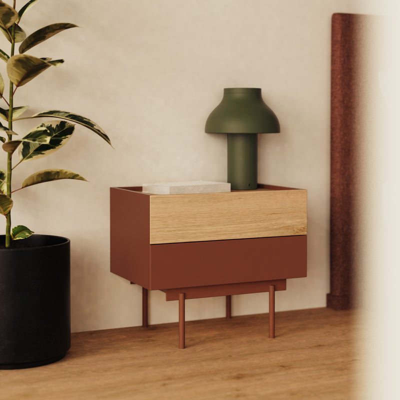 Otto - Table De Chevet - Carrelage & Chêne