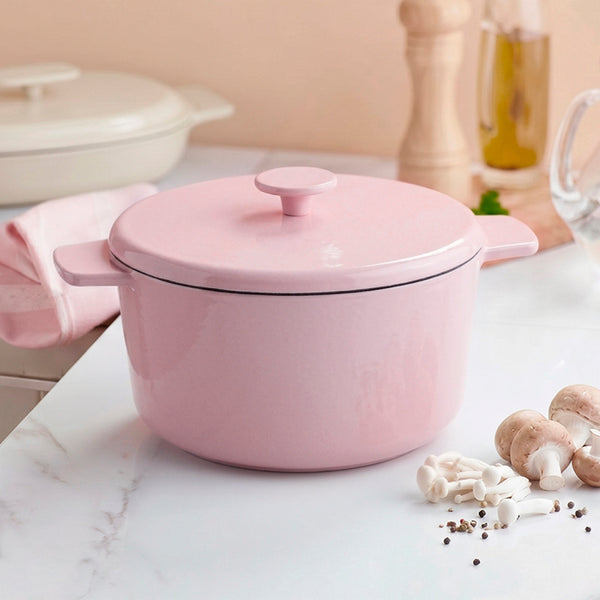 Cocotte rotonda con coperchio - rosa