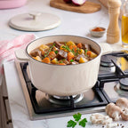 Cocotte rotonda con coperchio - crema