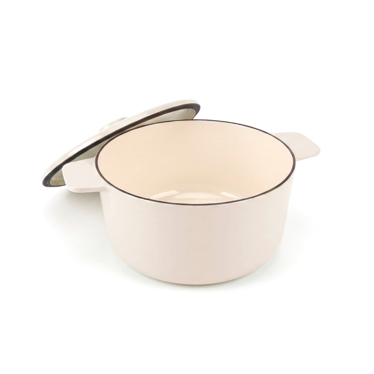 Cocotte rotonda con coperchio - crema